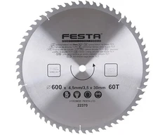 Šakotuvas Festa medienos pjūklo diskas TCT, O 600 x 4,5 x 30 mm, 60 dantų