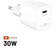 Įkroviklis jungiama į tinklą GaN FIXED Mini su wyjściem USB-C i obsługą PD, 30 W, balta