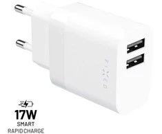 FIXED Dual USB Travel Charger 17W, Baltas | Pataisyta