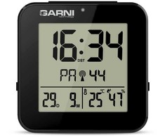 Garni Technology GARNI 138B - skaitmeninis žadintuvas su termometru ir higrometru, juodas