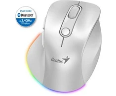 Bevielė pelė, Genius Ergo 9000S Pro, balta, optinė, 2400DPI