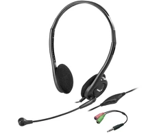 Genius HS-200C ausinės su mikrofonu + pojedynczy adapter Jack, przewodowa, juoda, USB