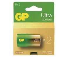 GP Ultra šarminės D (LR20) 1.5V baterijos, 2 vnt.