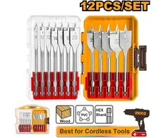 Grąžtas Ingco flat wood drill bits, set of 12