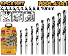 Grąžtas Ingco HSS spiral drill set 9 pcs