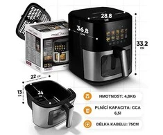 Gruzdintuvė Profi Cook ProfiCook PC-FR 1286 H fryer Single 6.5 L Stand-alone 1700 W Hot air fryer Juodas, Nerūdijantis plienas