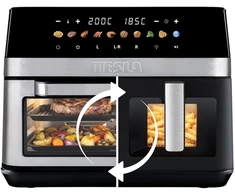 TESLA AirCook DualZone Q787 XXL Deluxe - daugiafunkcis dviejų zonų skaitmeninis oro gruzdintuvės prietaisas