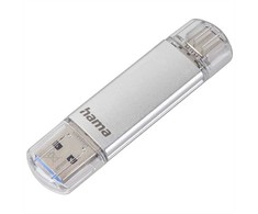 Hama Flash Pen Laeta, USB-C/USB-A 3.1, 64 GB, 40 MB/s, sidabrinis