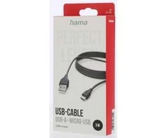 Hama microUSB - USB-A 3m juoda