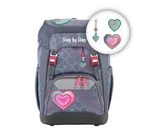 Hama School Backpack Step by Step GRADE Glitter Heart Hazle, AGR certificate