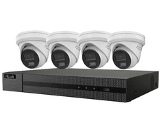 HiLook su HIKVISION / 4K išmanusis hibridinio apšvietimo rinkinys su kupoline kamera 2TB / 1x NVR-108MH-C/8P / 4x IPC-T280HA-LUF