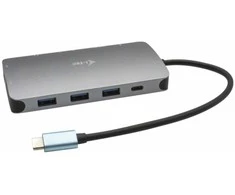 I-TEC USB-C metalinis dokas 1xHDMI 1xVGA 1xSD+1xmicroSD kortelių skaitytuvas 1xGLAN 1xgarsas / mikrofonas 3xUSB 3.1 1xUSB-C duomenys 1xUSB-C PD + įkroviklis 100W