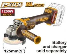 INGCO Angle grinder AKU, 125mm, without battery and charger