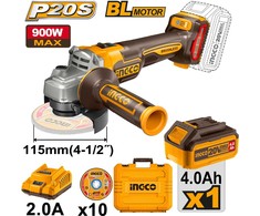 Ingco CAGLI211541 cordless angle grinder 115mm incl. battery, charger and 10 cutting wheels