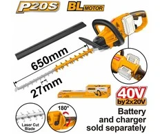 Ingco CHTLI40028 cordless hedge trimmer without battery and charger