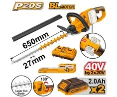 Ingco CHTLI400282 cordless hedge trimmer incl. 2pcs battery and charger