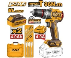 Ingco CIDLI206681 AKU screwdriver with impact driver, 96Nm, incl. battery 2pcs and charger