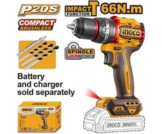 Ingco CIDLI206681 AKU screwdriver with impact driver, 65Nm, without battery and charger