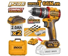 Ingco CIDLI20668E AKU drilling screwdriver with impact driver, 60Nm, incl. battery 2pcs and charger