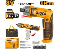 Ingco CSDLI0802 AKU screwdriver with integrated battery + set of accessories