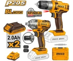 Ingco COSLI230702 AKU machine set - drilling screwdriver and impact wrench incl. 2pcs battery and charger