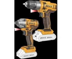 Ingco COSLI230708 set of cordless machines - drilling screwdriver and impact wrench incl. 2pcs battery and charger