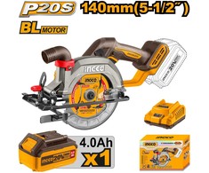 Ingco CSLI14021 cordless circular saw including battery and charger