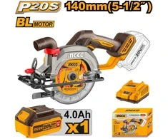 Ingco CSLI14021 cordless circular saw including battery and charger
