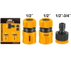 Ingco HHCS03122 Hose coupling 1/2" 2pcs + spacer 1/2"-3/4" plastikas