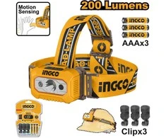Ingco HHL013AAA8 LED headlamp for 3x AAA, 3xclip