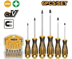 Ingco HKSD0628 Screwdriver flat + Phillips set 6pcs CrV