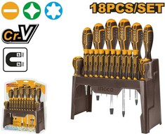 Ingco HKSD1828 Screwdriver flat+cross+driver set 18pcs CrV