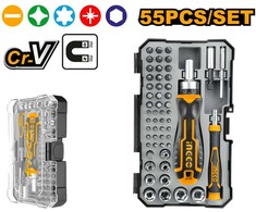 Ingco HKSDB0558 Screwdriver ratchet + bits set 55pcs CrV
