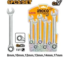 Ingco HKSPAR1062 Double ended and flat wrench, set of 6, CrV