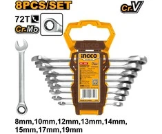 Ingco HKSPAR1082 Ratchet wrench CrMo 8-19mm 8pcs
