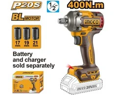 INGCO Impact wrench AKU, 400Nm, without battery and charger