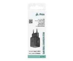 iPEAX GaN 25W WIRED CHARGER (USB-C + USB-A) Juodas