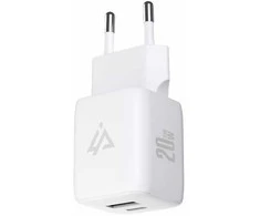 iPEAX GaN WIRED CHARGER 20W (USB-C + USB-A) Baltas
