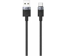 iPEAX TEXTILE CABLE USB-A / USB-C 1M, USB 2.0 Juodas