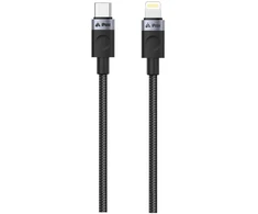 iPEAX USB-C į „Lightning“ audinio laidas, 1,5 m, USB 2.0, juodas