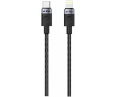iPEAX TEXTILE CABLE USB-C / LIGHTNING 1.5M, USB 2.0 Juodas