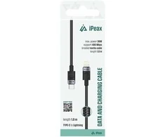 iPEAX TEXTILE CABLE USB-C / LIGHTNING 1M, USB 2.0 Juodas