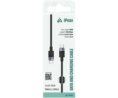 iPEAX TEXTILE CABLE USB-C / USB-C 1M, USB 2.0 Juodas