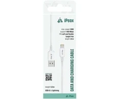 iPEAX TPU CABLE USB-A / LIGHTNING 1M, USB 2.0 Baltas