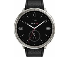 Išmanusis laikrodis - Amazfit Active 2, Sidabrinės spalvos korpusas su juodos spalvos odiniu diželiu