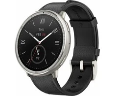 Išmanusis laikrodis - Amazfit Active 2, Sidabrinės spalvos korpusas su juodos spalvos odiniu diželiu