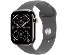 Išmanusis laikrodis Apple Watch series 11 gps + cellular, koperta 46 mm su tytanu w kolorze naturalnym, dirželis sportowy w kolorze górskiej szarości - dydis m/l