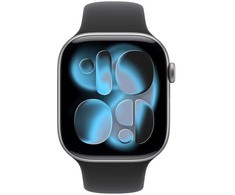Išmanusis laikrodis Apple „Watch Series 11 GPS + Cellular“, 42 mm, kosminės pilkos spalvos aliuminio korpusas su juodu sportiniu dirželiu – S/M