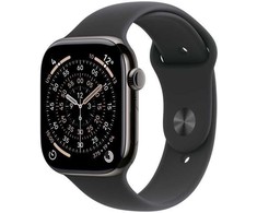 Išmanusis laikrodis Apple Watch series 11 gps + cellular, koperta 42 mm su tytanu w kolorze łupku, dirželis sportowy (juodos spalvos) - dydis m/l