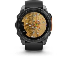 Išmanusis laikrodis Garmin Fenix 8 – 51 mm, AMOLED Skalūno pilkos spavos korpusas su juodu silikono dirželiu